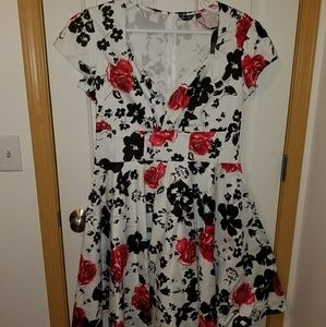 White Floral Rockabilly Dress